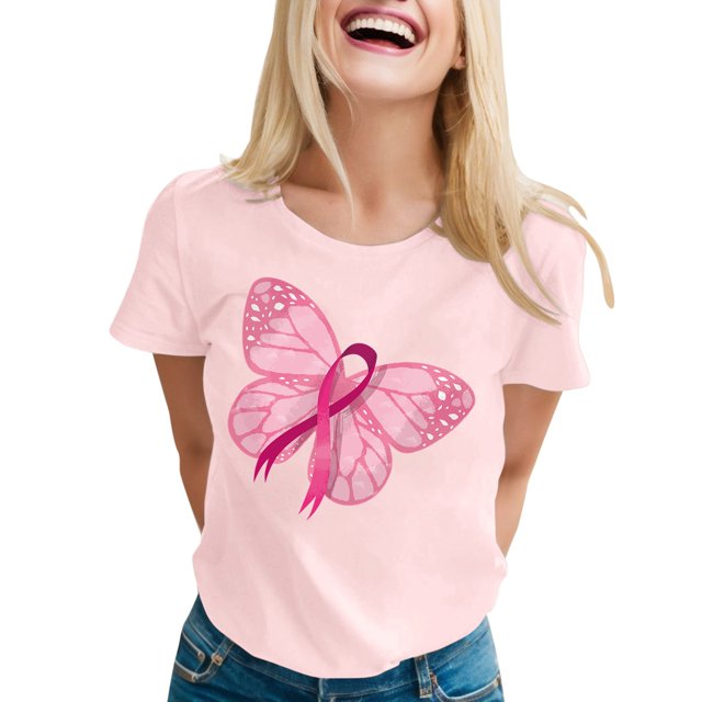 Hauts de Printemps pour Femmes Rose Mode Imprimé Manches Courtes Col Rond Blouse Décontractée T-Shirts Surdimensionnés pour Femmes Rose TG