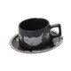 thumbnail image 5 of Juego de taza de té y platillo, juego de taza de café de cerámica para capuchino, leche, regalo de cumpleaños Negro, 5 of 9