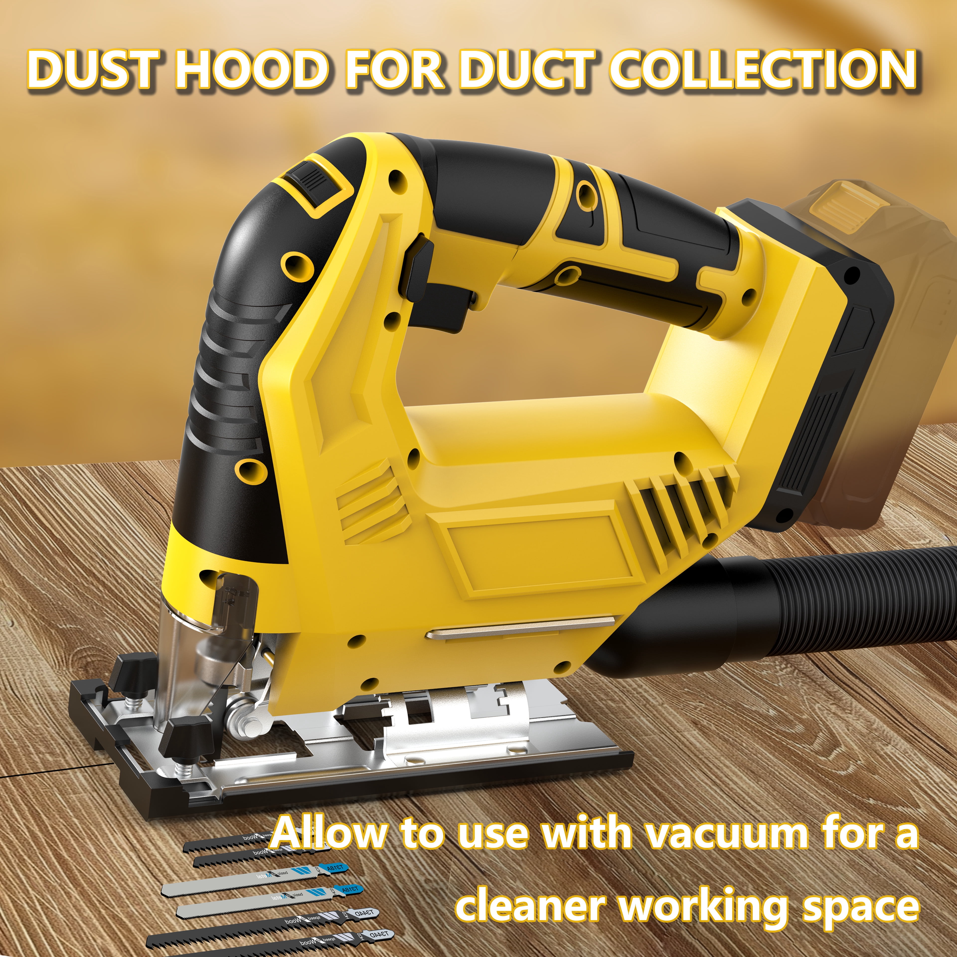 Cordless Brushless Jig Saw Compatible with De walt 20V MAX Battery(No Battery), 7 Speeds, 2900RPM, LED, 45° Bevel Cuts, 3 Orbital Action, with Jigsaw Blades for Straight, Curve, Circle Cutting