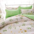 thumbnail image 4 of Juego de cama de poliéster con estampado de plantas, funda de almohada, funda nórdica de sábana plana (para cama de 1,2 m), 4 of 8