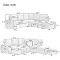 thumbnail image 2 of 90'' Modular Sectional Sleeper Sofa with Pull Out Bed, Convertible L Shaped Sectional Couch with Ottoman, USB Ports & Cup Holders, Modern Storage Pull Out Couch for Living Room, Beige, 2 of 9