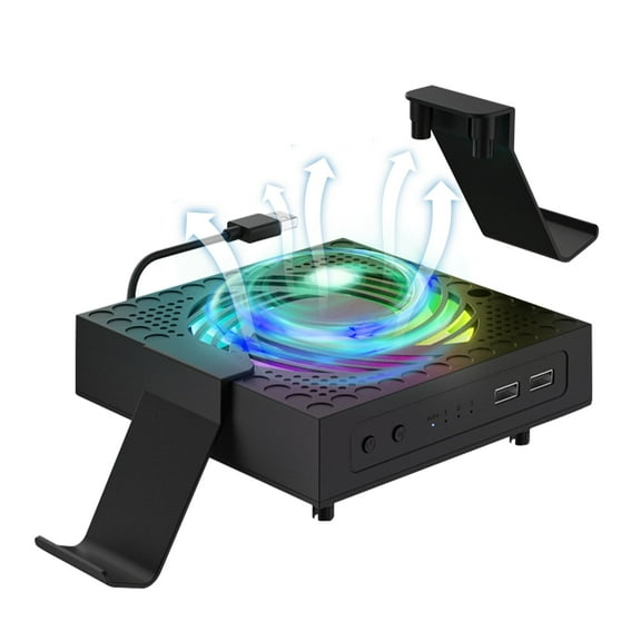 EEEkit Cooling Fan Fit for Xbox Series X, Adjustable Speed Cooler Fan with Controller Stand, RGB Light, 2 USB Ports, Dust Cover Filter, Low Noise Top Fan