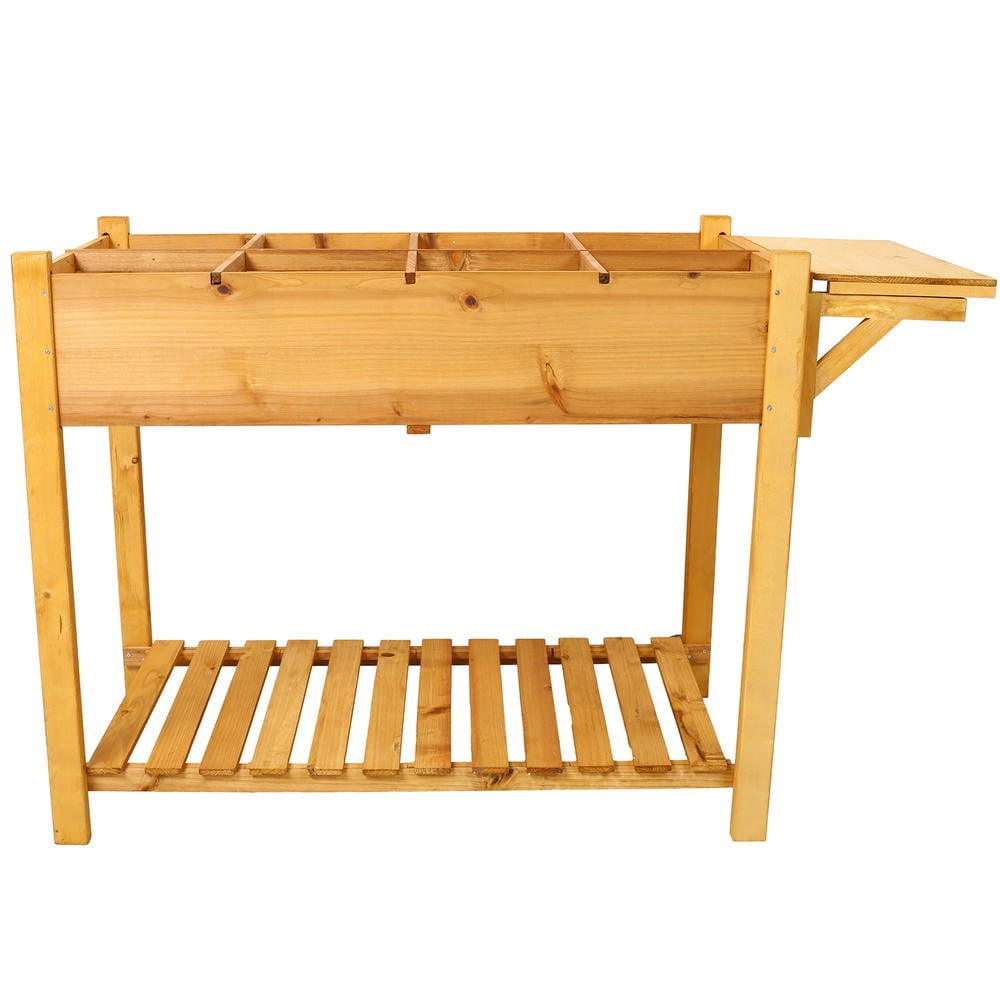 Barara King Planter Raised Garden Boxes Outdoor, Large Raised Garden Beds,8 Pockets Horticulture Raised Garden Bed with Foldable Side Table and Storage Shelf for Herb/Vegetables/Flowers