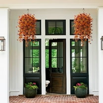 OAVQHLG3B Fall Artificial Fake Hanging Flowers Plants Basket for Outdoor Decoration,Faux Silk Daisy planters Look Real for Home Porch Patio Balcony Yard Autumn Decor