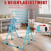 XHYHWYD Gymnastics Bar Foldable Adjustable Height for Kids with Rings green