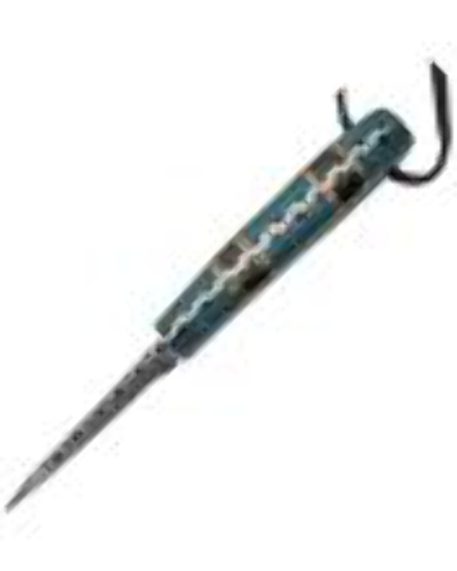 SANZ 7.25" Damascus Steel Fixed Blade Knife with Turquoise Resin Handle and Leather Sheath