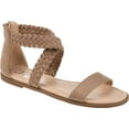 thumbnail image 1 of Women's Journee Collection Lucinda Ankle Strap Flat Sandal Taupe Microsuede Fabric 5.5 M, 1 of 6
