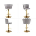 thumbnail image 6 of Guyou Swivel Adjustable Bar Stools Set of 2, Velvet Counter Height Barstools with Petal Back and Gold Footrest, Modern Counter Bar Height Stool Chairs for Kitchen Island Bar Cafe, Grey, 6 of 10