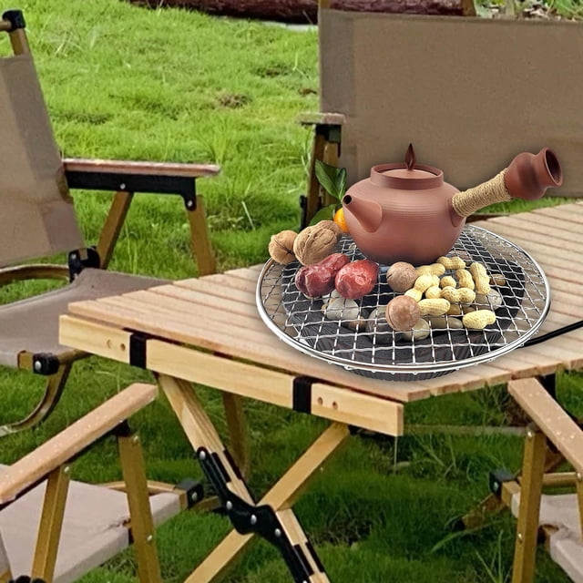 Colaxi Grille Ronde en Maille Antiadhésive Facile à Nettoyer Légère Multifonctionnelle Filet Filaire pour Barbecue Tapis de Grillade pour Fête Randonnée en Plein Air 28 cm