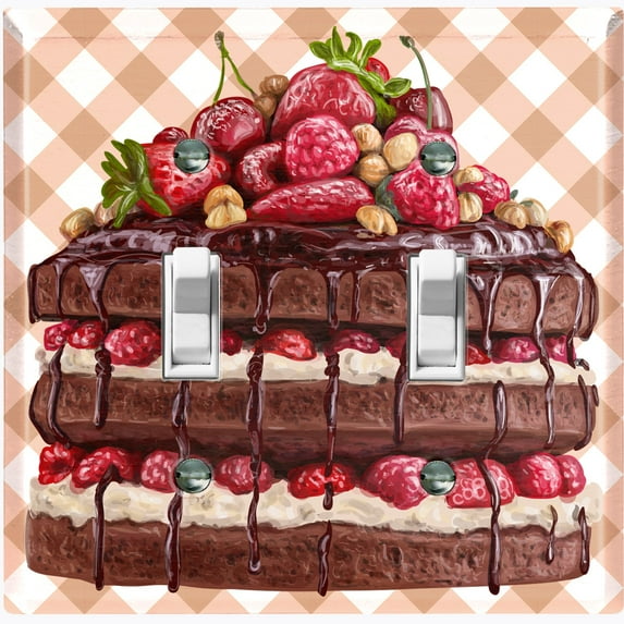 Metal Light Switch Plate Cover Elegant Chocolate Cake Desserts CAK001