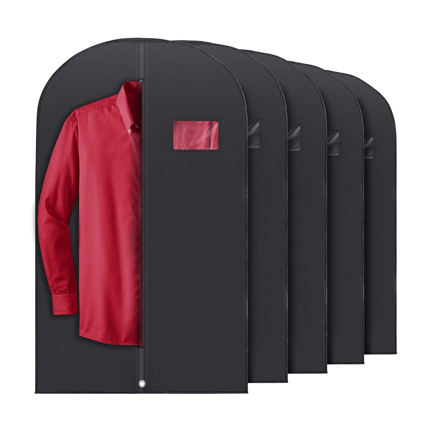 Plixio 3 Pack 60" Long Black Garment Bags for Clothing Storage of Dresses Suits 