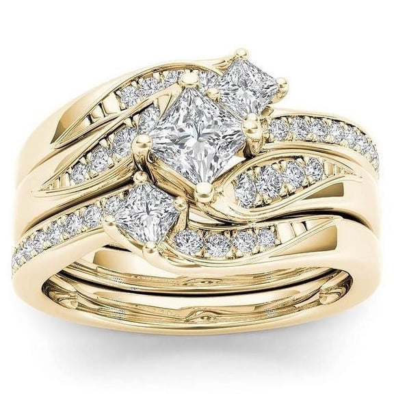 Electroplated 18k Gold Rose Gold Diamond Zircon Ring