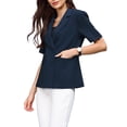 thumbnail image 4 of Women's Business Casual Blazer Short Sleeve Lapel Collar Summer Suit Jackets Work Blazers S Navy Blue, 4 of 5
