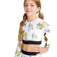 thumbnail image 3 of Justice Girls 2 Piece Long Sleeve Elastic Trim Floral Print Rash Guard Swimsuit, Sizes 5-18, 3 of 4