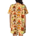 thumbnail image 6 of Susaid Autumn Gnomes Print Women's Pajama Set, Button-Up Sleepwear with Elastic Waist Shorts, Perfect for Lounging, Yoga, Beach, and Casual Wear-4X-Large, 6 of 7