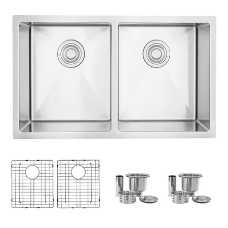 30 L X 18 W Double Basin Undermount Kitchen Sink With Grids And