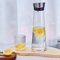 thumbnail image 3 of GLASKEY Glass Water Carafe with Lid,1200ml Glass Juice Pitcher with Stainless Steel Gravity Lid,Clear Water Pitcher for Ice Tea, Lemonade, Coffee,Juice Beverage, 3 of 12