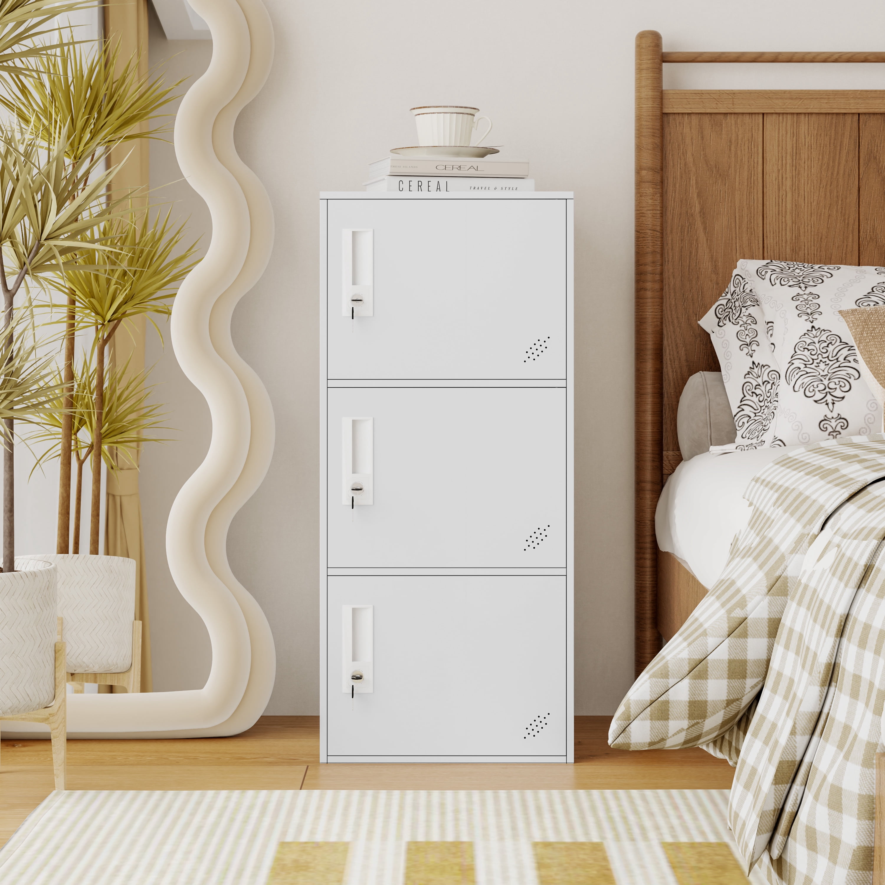3 Door Vertical Stackable Storage Cabinet with Lock,Anti-Failing Device, Metal Lcoker,Organizer for Office, Home, Gym, School,Employee,Kids.