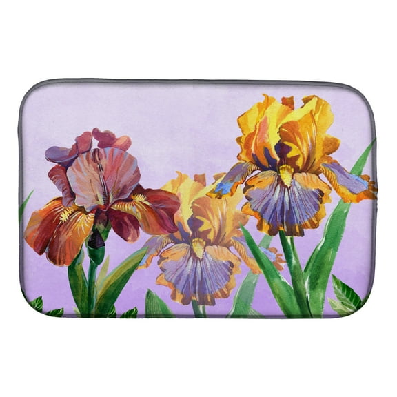 Purple and Yellow Iris Dish Drying Mat