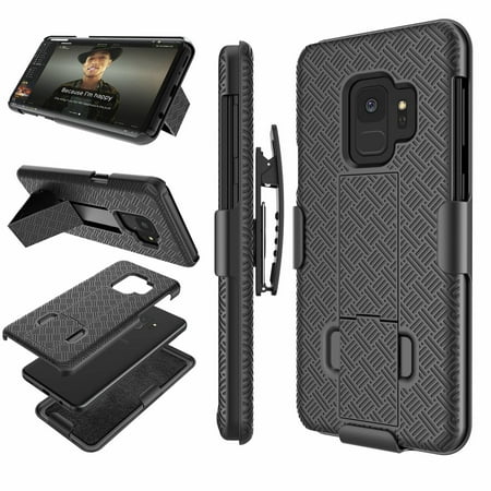Galaxy S9 Case, Samsung S9 Hard Case, Njjex Hard Shell [Built-in Kickstand] Holster Locking Belt Swivel Clip Defender Secure Slim Case Cover For Samsung Galaxy S9 (2018)
