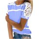 thumbnail image 1 of Camisas de Manga Corta para las Mujeres Impresión Cuello Redondo Suéter Encaje Camisa, Blusa de Verano Casual para las Mujeres, 1 of 5