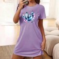 thumbnail image 3 of HomeGardon Women's Sleepwear Nightgowns for Women,Fashion Print Medium Length Dress Oversized Short Nightgown Fashion Chest Print Short Sleeve Nightdress,S-XXL, 3 of 5