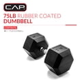 thumbnail image 2 of CAP Barbell, 75lb Coated Hex Dumbbell, Single, 2 of 7