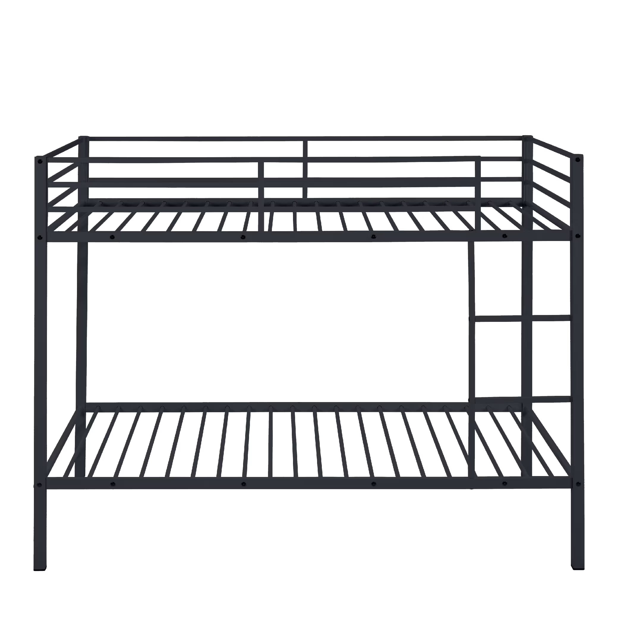 Aukfa Metal Bunk Bed Twin Over Twin, High Guardrail and Metal Slats, Space-Saving Bed Frame for Kids Teens, Black