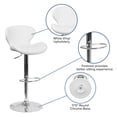 thumbnail image 2 of Contemporary White Vinyl Adjustable Height Barstool with Curved Back and Chrome Base, 2 of 9