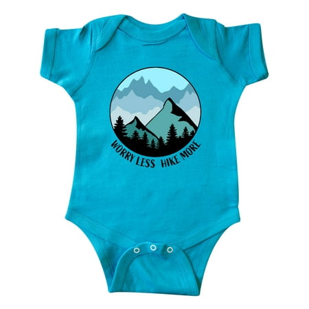 

Inktastic Worry Less Hike More with Mountains in Blue Gift Baby Boy or Baby Girl Bodysuit