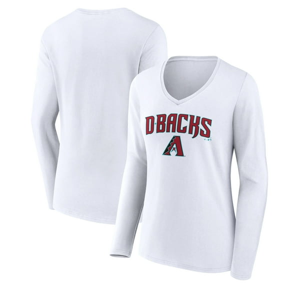 Women's White Arizona Diamondbacks Team Lockup Long Sleeve V-Neck T-Shirt