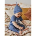 thumbnail image 5 of BemeyourBBs Newborn Baby Boy Little Brother Outfits Cute Little Bro Letters Rib Romper Short Sleeve Full Length Jumpsuit Hat Infant Spring Summer Clothes, 5 of 9
