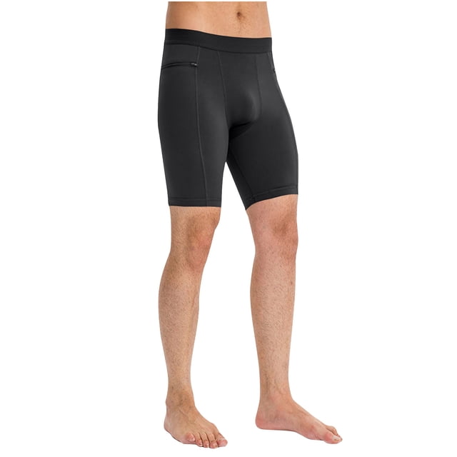 Plebaso Mens Compression Shorts with Pockets Stretch Athletic Short Pants Running Workout Shorts Underwear