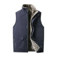 thumbnail image 2 of DUMUIELD Men's Puffer Vest Outerwear Sherpa Fleece Lined Coat Casual Sleeveless Jacket Outdoor Winter Warm Waistcoat Navy,L, 2 of 6