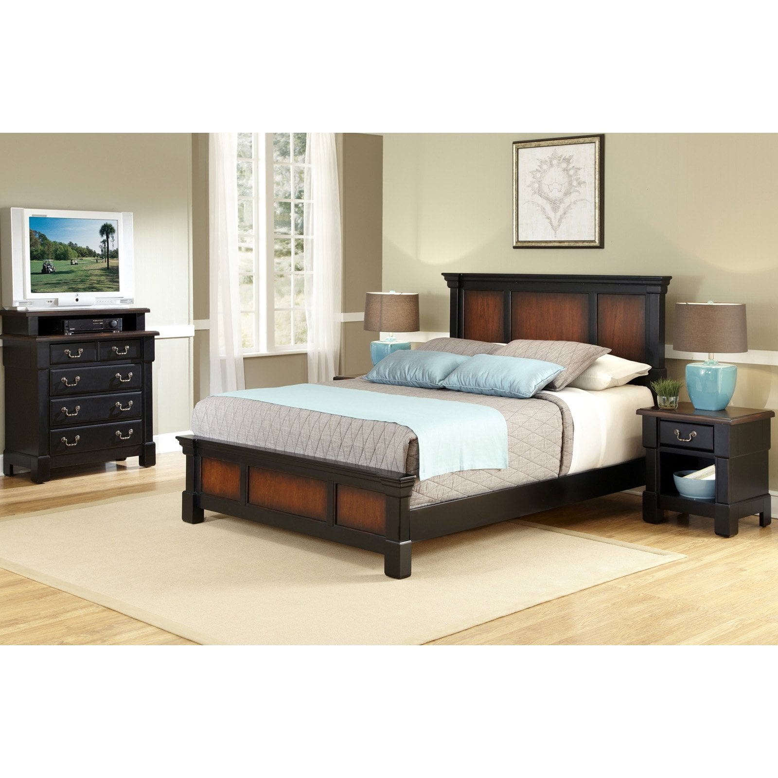 Home Styles The Aspen Collection King Bed and Night Stand, Rustic
