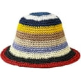 thumbnail image 5 of CoCopeaunts Straw Bucket Hat Women's Rainbow Striped Woven Summer Breathable Hollow Fisherman Hat Crochet Sunscreen Bucket Cap, 5 of 8