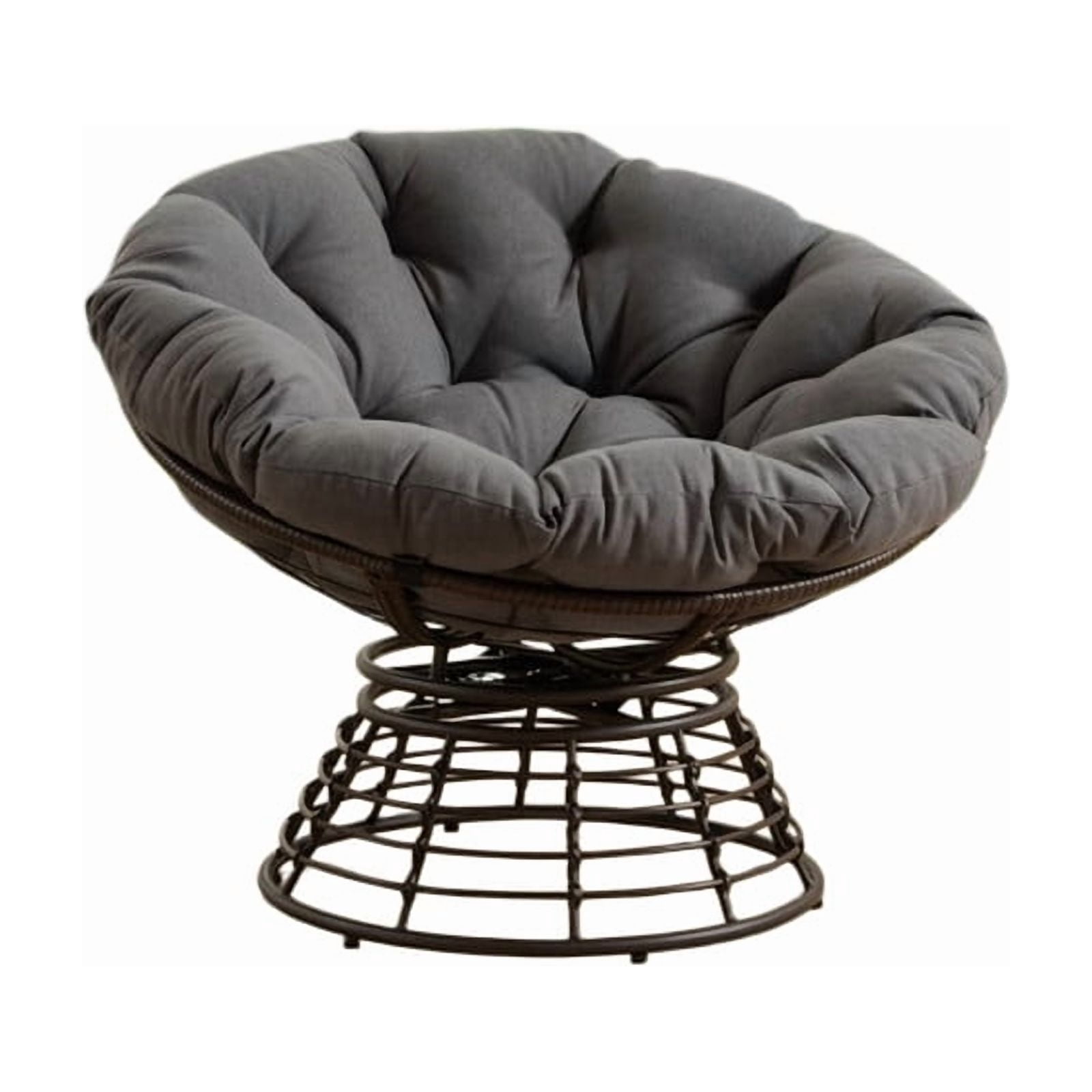 Ergonomic Wicker Papasan Chair, 360° Swivel Chair with Soft Thick Cushion for Living Room, Bedroom, Reading Room