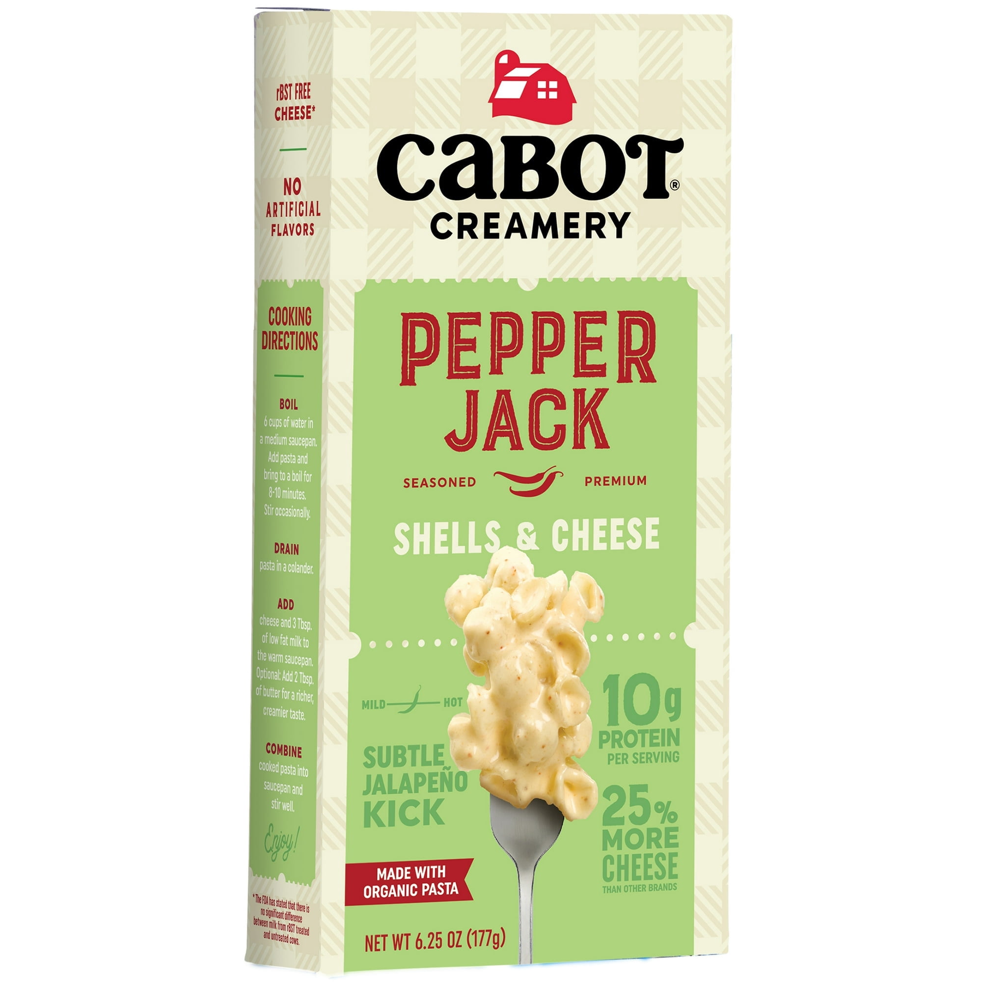 Cabot Pepper Jack Macaroni & Cheese Shells with Organic Pasta, 6.25 oz Box, Shelf-Stable