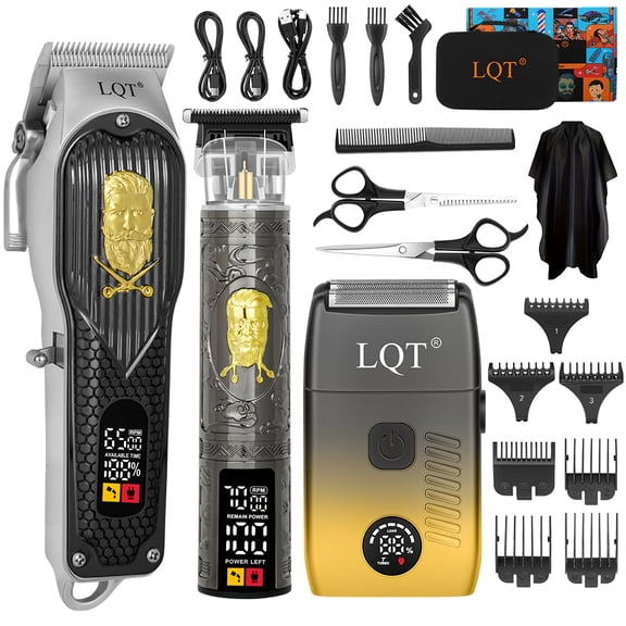 LQT Hair Clipper for Men, 3-in-1 Hair Trimming Kit, Cordless Grooming Set, Equipped with Seven Guide Combs and Various Barber Tools.