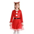 thumbnail image 4 of XFHLMJFF Girls Dresses Christmas Santa Children Shawl Cape Red Colored Long Sleeve Fashion Flowy Dresses Size 110-150, 4 of 7