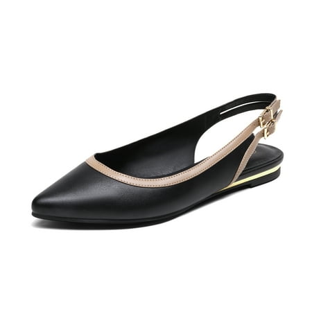 

Women‘s Pointed Toe Ballet Comfortable Dressy Slingback Flats Shoes BLACK SDFA222W size 7