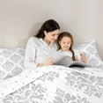 thumbnail image 4 of Erosebridal Vintage Dasmark Floral Bed in a Bag King Size,Retro Gothic Theme Bed Set,Wilver Jacquard Design Bedding King Size,Microfiber Bedroom Decoration Reversible,7 Pieces, 4 of 7
