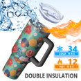 thumbnail image 5 of 40oz Pioneer Flower Floral Print Pattern Insulated Tumbler with Handle, BPA-Free Leak Proof Lid and Straws, Double Wall Vacuum, Hot 12h/Cold 34h, 5 of 6