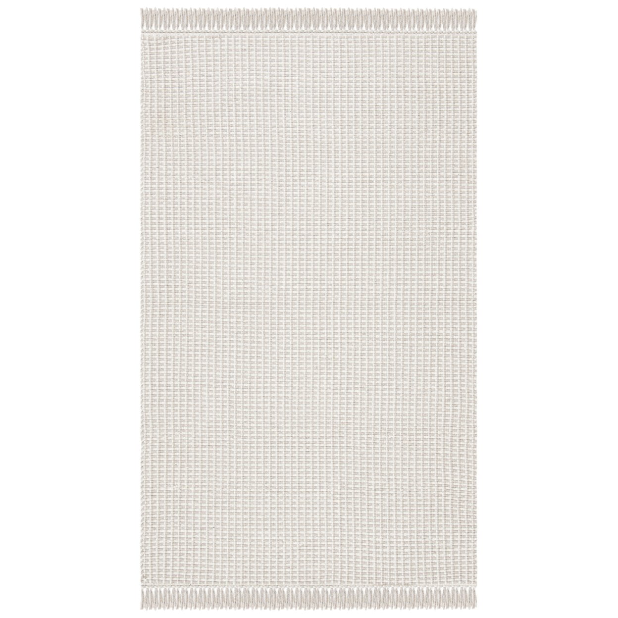 SAFAVIEH Montauk Patton Geometric Cotton Area Rug, Ivory/Grey, 4' x 4' Round