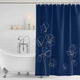 thumbnail image 2 of Navy Blue Flowers Shower Curtain Set - 48" x 72" Washable Bathtub Curtain with 12 Hooks, Rustic Abstract Floral Simple Art Waterproof Fabric Stall Shower Curtains for Bathroom/Bathtub Décor, 2 of 6