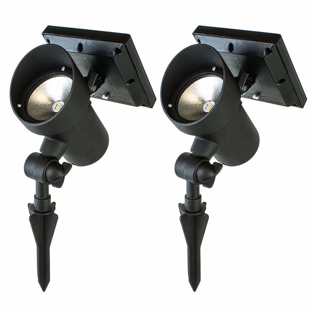 Best Solar Light SOLARLIGHTM-2 LED Spotlight Haute Performance 100 Lumens Chaud 3000K Construction en Métal Résistant aux Intempéries, 2-Pack, Noir, 2 Pièces