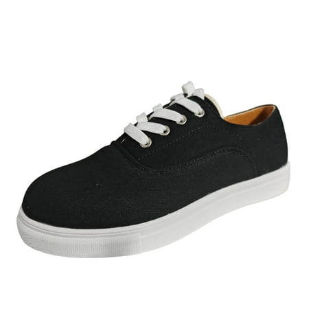 OJSFQUFP Womens Running Shoes Ladies Fashion Solid Canvas Breathable Lace Up Flat Bottom Casual Single Shoe Work Flats Office Shoes Foldable Flats for Women Black 42