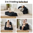 thumbnail image 5 of JONPONY Folding Sofa Bed, Convertible Sleeper Chair Couch with Pillow, Foldable Mattress Futon with Back Support, Portable Sleeper Chair Bed Comfort Floor Sofa for Living Room Bedroom, Single, Black, 5 of 10