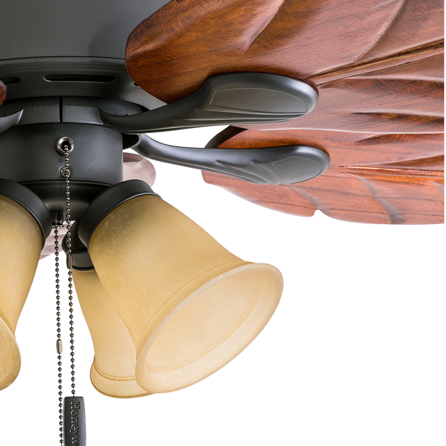 Honeywell Royal Palm 52" Bronze Tropical LED Ceiling Fan with Light, Hand Carved Blades