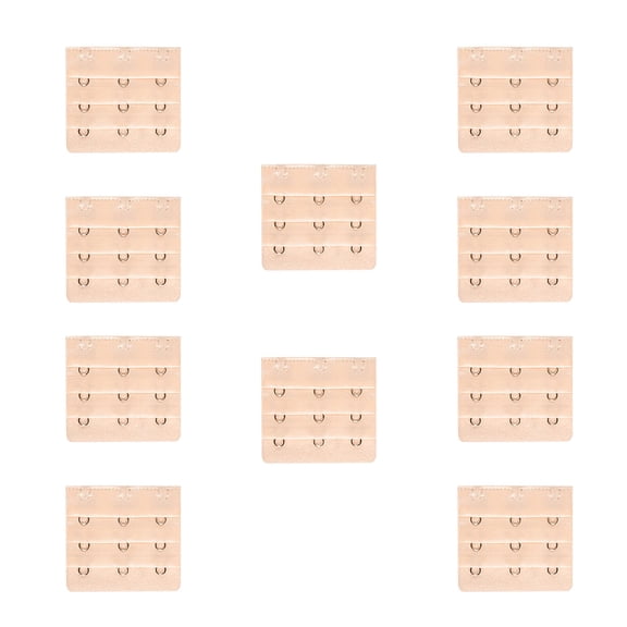 FLORNIX 10 Pcs Bra Extender,2.2" Flexible 3 Rows and 3 Fasteners Women's Bra Extenders,Eco-Friendly and Non-Toxic Dyes Bra Strap Extender,Beige